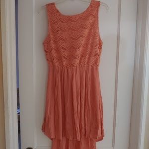Womens Peach Crochet Top Dress